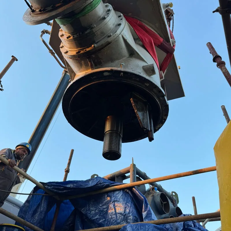Marine gearbox crane lift during propulsion system overhaul