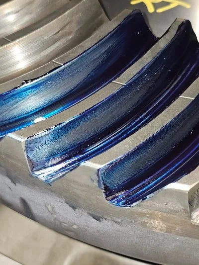 Turbine blade inspection during marine engine overhaul